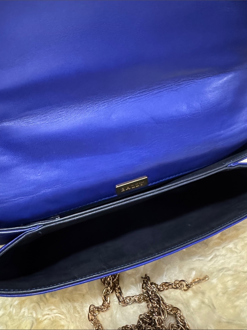 Bally Quilted Blue Leather Top-Handle Satchel with Gold Accents - Picture 7 of 9
